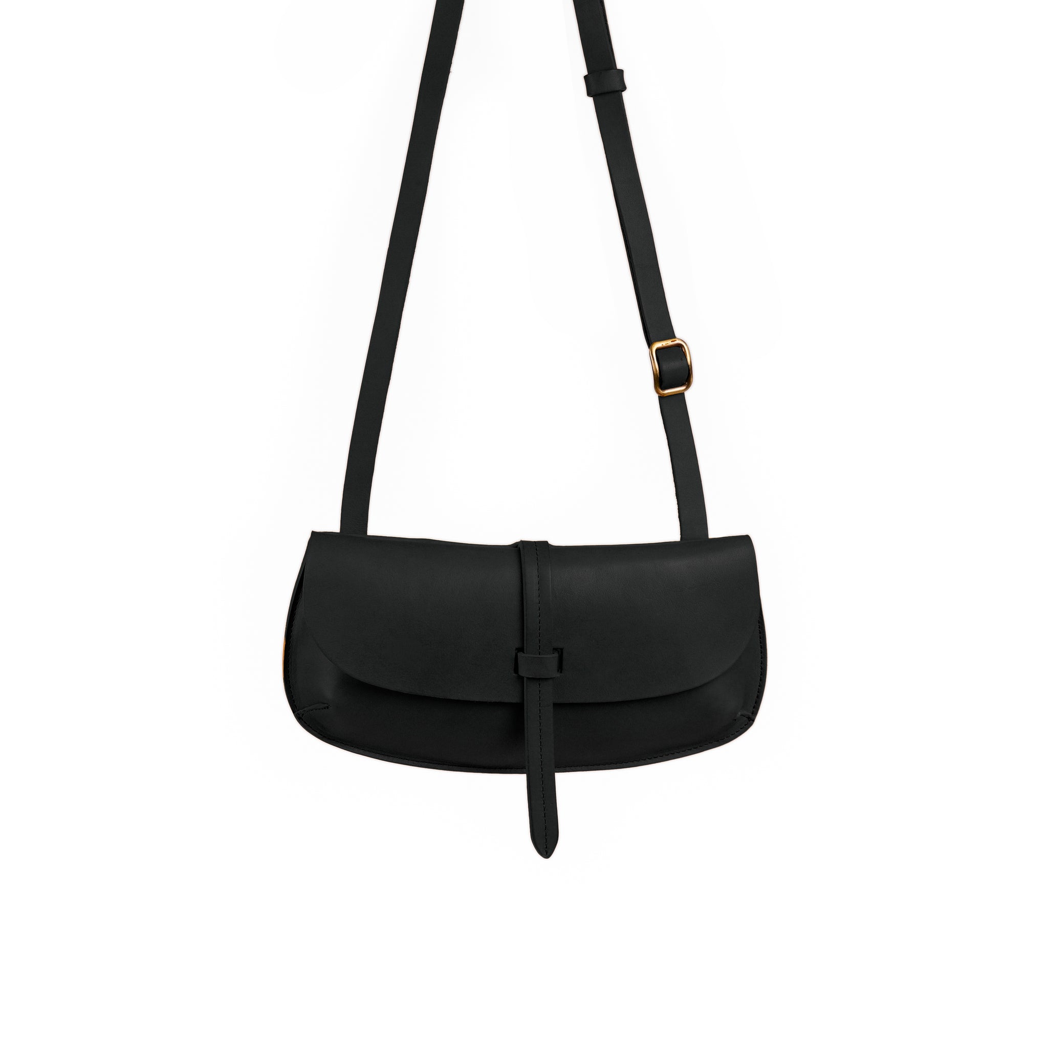 Alma Black Leather Purse + Strap