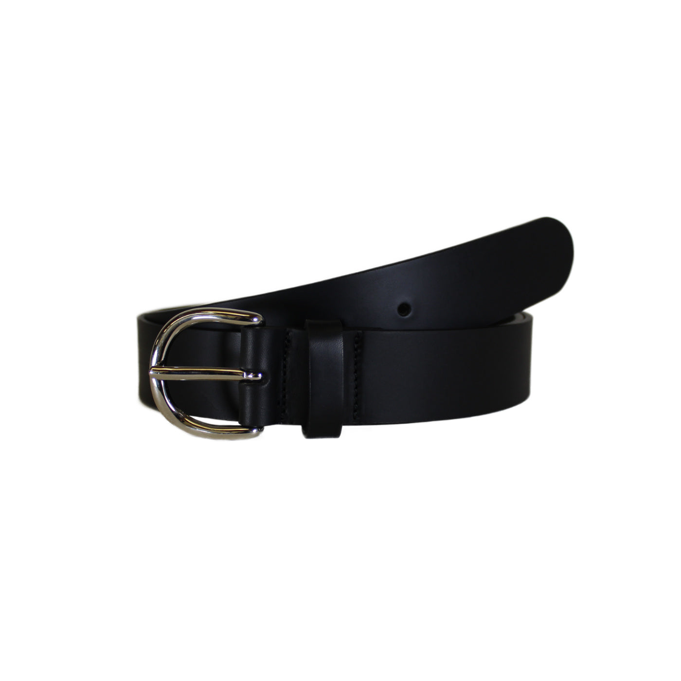 Black Smooth Vegetable Tanned Leather Belt (Width 35 mm - 1 ½")