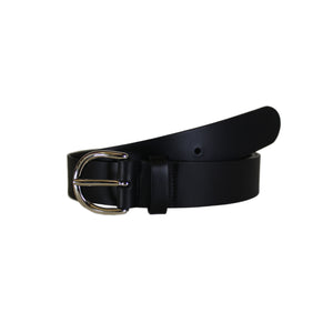 Black Smooth Vegetable Tanned Leather Belt (Width 35 mm - 1 ½")