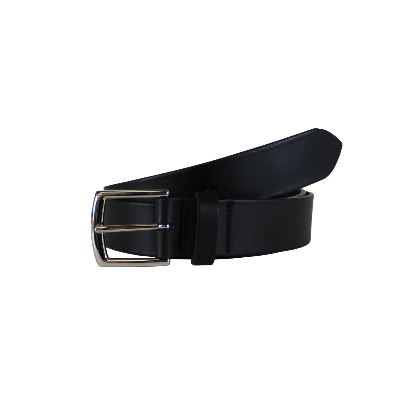 Black Smooth Vegetable Tanned Leather Belt (Width 35 mm - 1 ½")