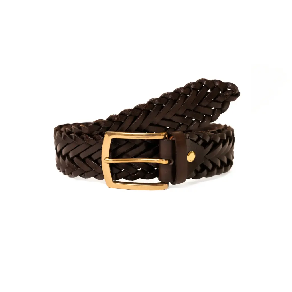 Belt Ø35 Braided Dark Brown